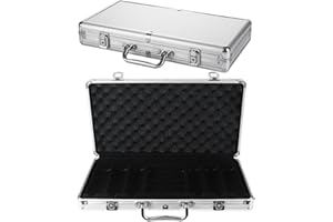 Acrux7 Poker Chip Cases Empty Aluminum Alloy Poker Chip Display Case 300PCS Capacity, with Key and Lock