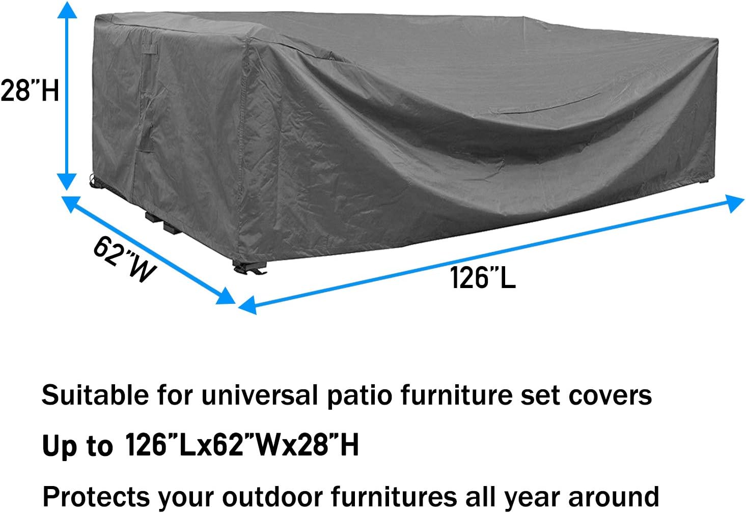 STARTWO Outdoor Patio Furniture Sectional Couch Cover 100% Waterproof Fabric, Porch Sofa, Rectangular Table Chairs Protector Large Furniture Cover, Designed with Straps for Snug Fit : Garden & Outdoor
