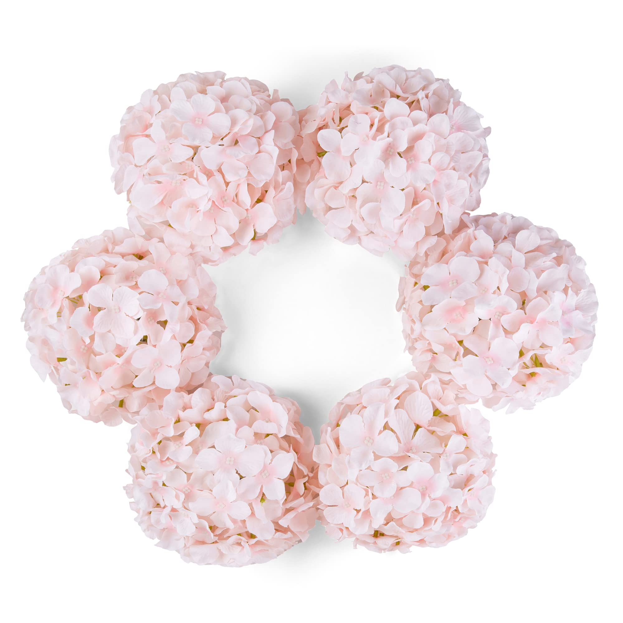 DuHouse Artificial Bigger Silk Hydrangea Flower Heads with Stem Realistic Fake Hydrangea Flower Bouquets for Wedding Home Party Garden Centerpiece Pack of 6(Baby Pink) — image 1