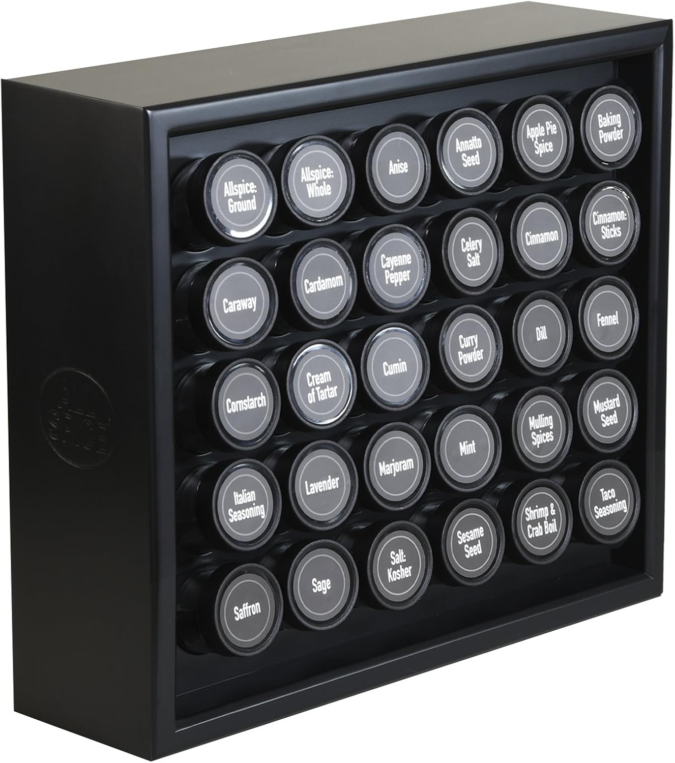 Allspice Wooden Spice Rack, Includes 30 4oz Jars Matte Black Amazon.co.uk Kitchen & Home