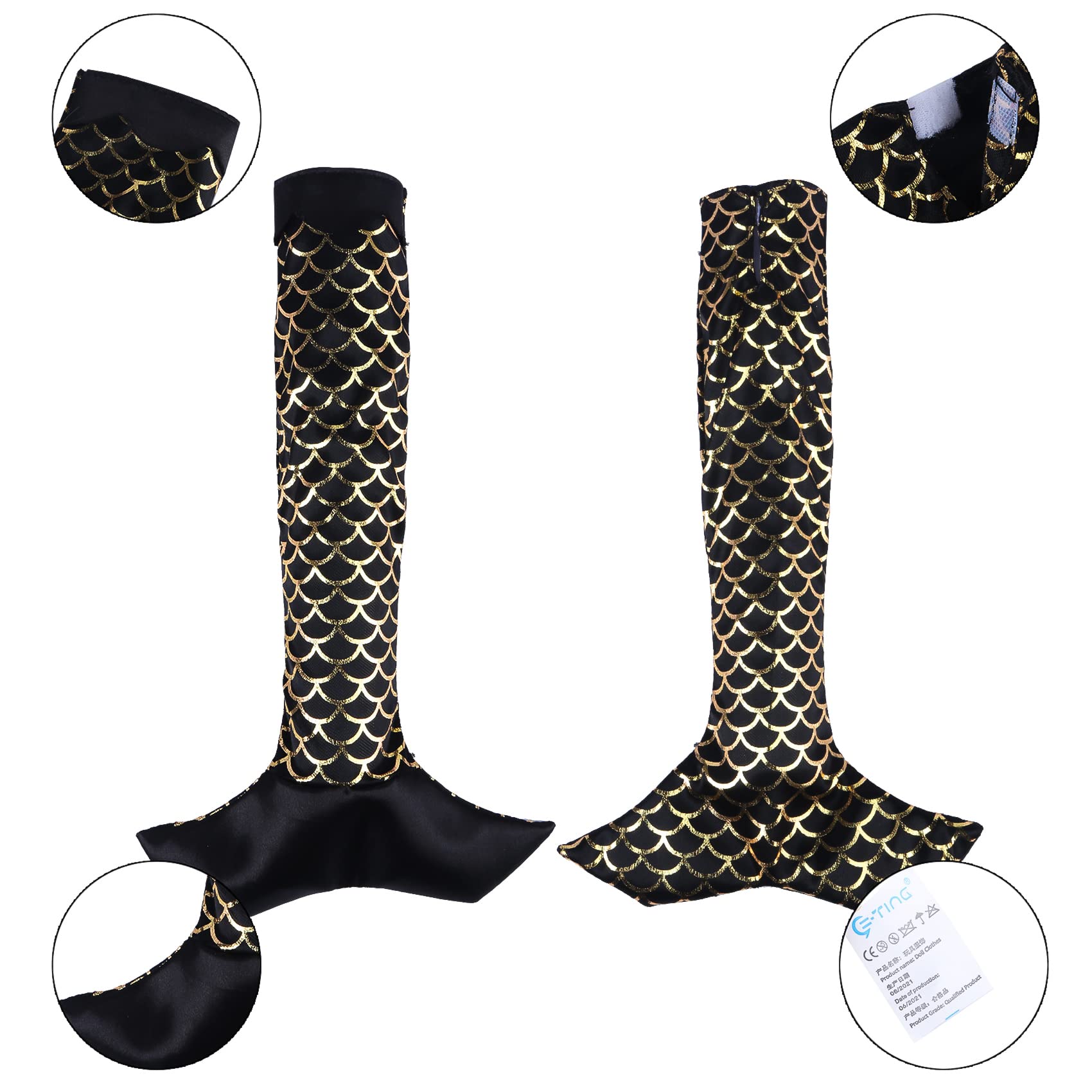 E-TING Santa Mermaid Dress Clothing for Elf Doll Christmas Accessories (Black)