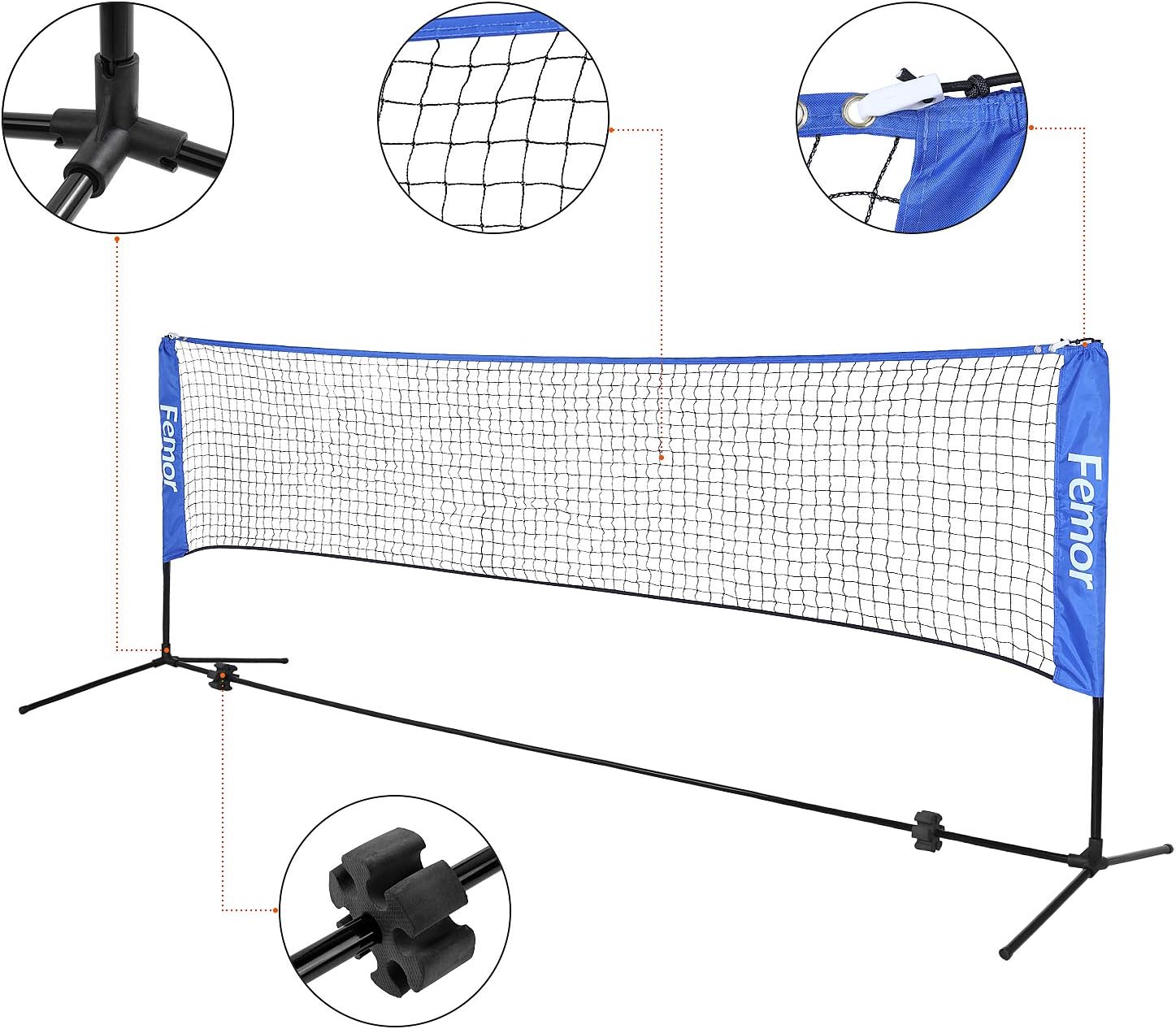 femor Portable Badminton Tennis Net - Adjustable Net for Soccer Tennis, Kids Volleyball, Beach Ball - Sports Net Set for Indoor, Outdoor, Beach, Driveway : Sports & Outdoors