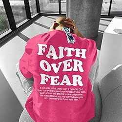 Kelxjia Christian Shirts for Men Faith Over Fear