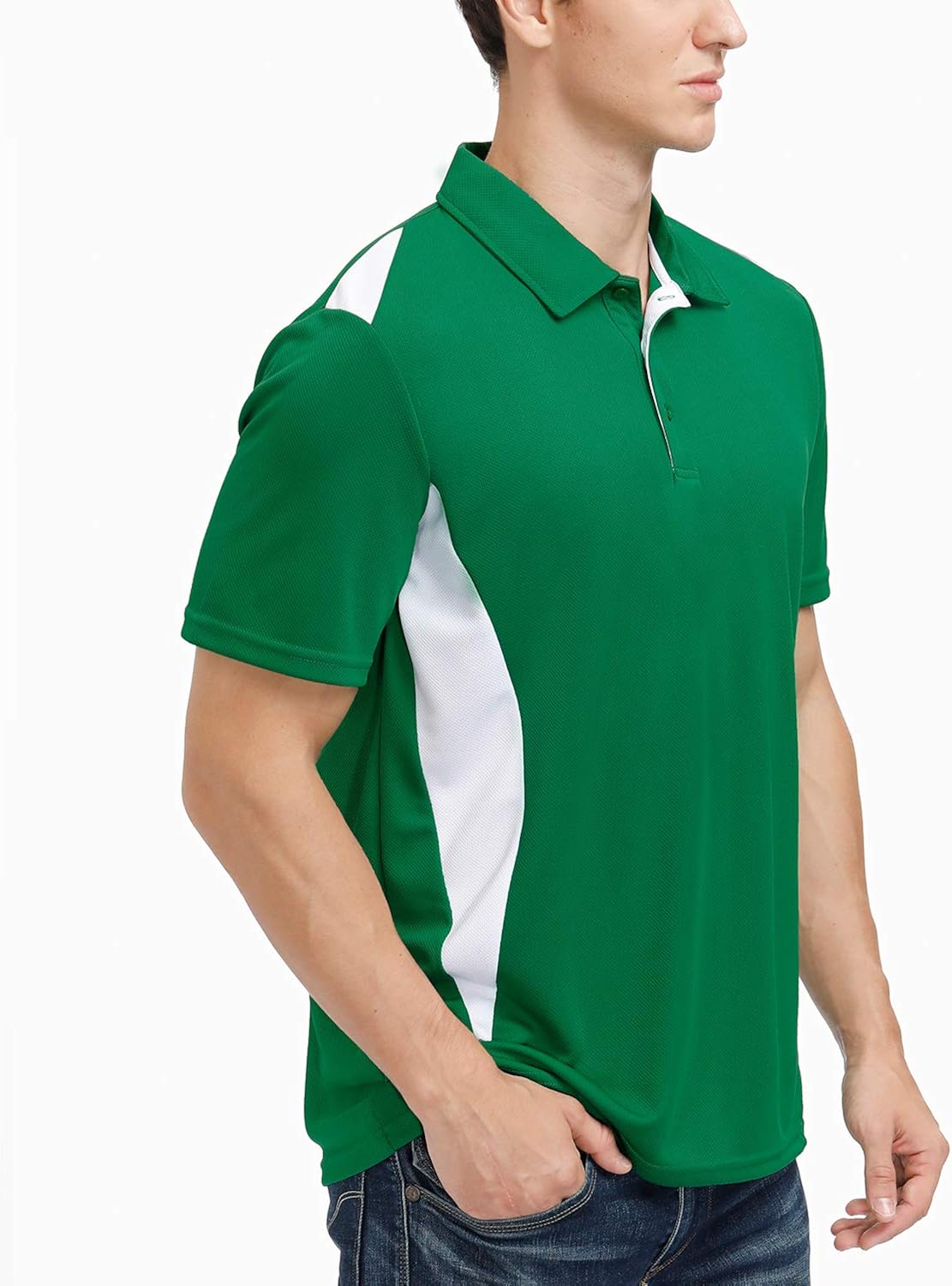 MOHEEN Men's Short Sleeve Polo Shirt Moisture Wicking Performance Classic Cut Athletic Casual Golf Shirts: Clothing