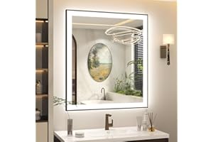 SMIROR 32x36 LED Mirrors for Bathroom Wall, Modern Vanity Mirrors with Lights, Black Border, Dimmable, Anti-Fog, Memory, Shatterproof, ETL Listed (Front Lit and Backlit)