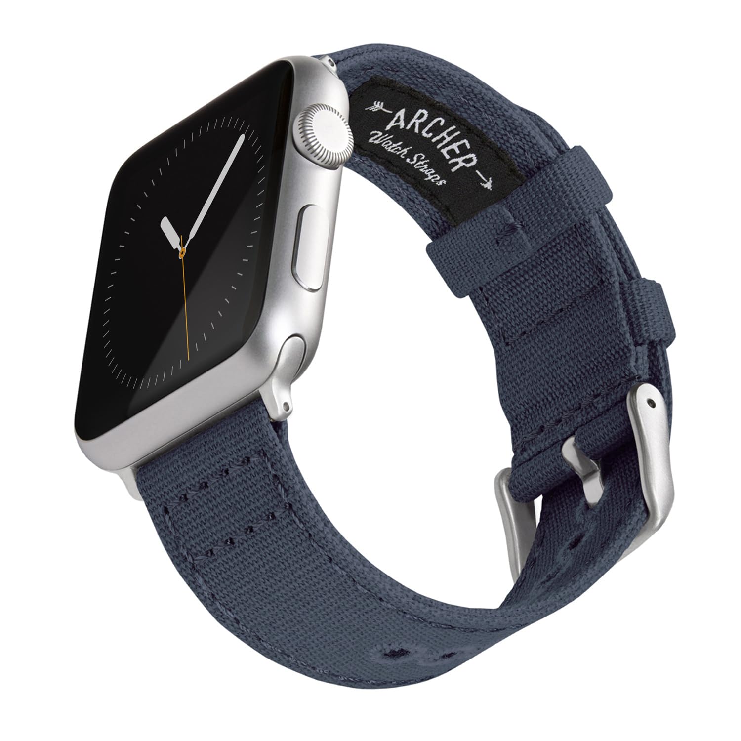 Archer Watch Straps - Canvas Straps for Apple Watch (Navy Blue, Silver, 40/41/42mm) โ image 1