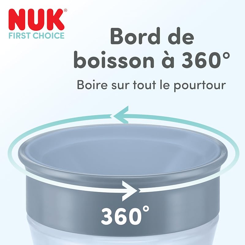 Tasse à bec NUK Magic Cup | À partir de 8 mois | 230 ml | Bord anti-fuites à 360° | Biberon pour tout-petits | Baleine et kangourou | Lot de 2