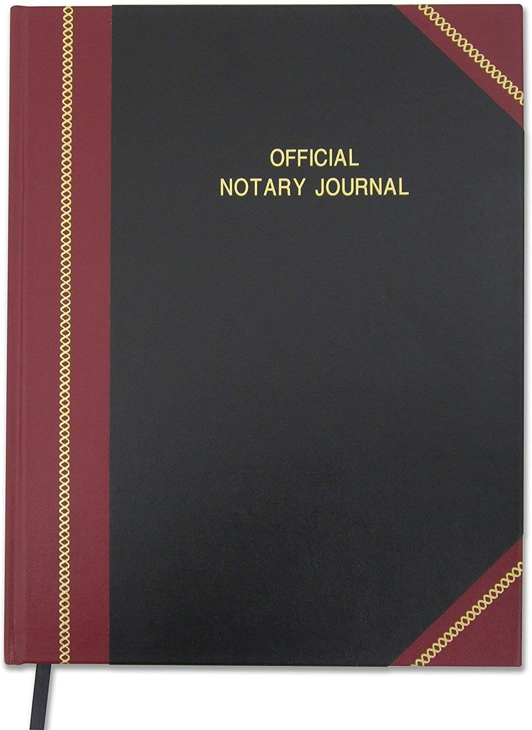 BookFactory Official Notary Journal/Log Book 96 Pages 8.5" X 11" 380 Entries 50 State Journal of Notarial Acts, Black and Burgundy Cover, Black Ribbon Hardbound (LOG-096-7CS-LKMST71(Notary)) : Office Products