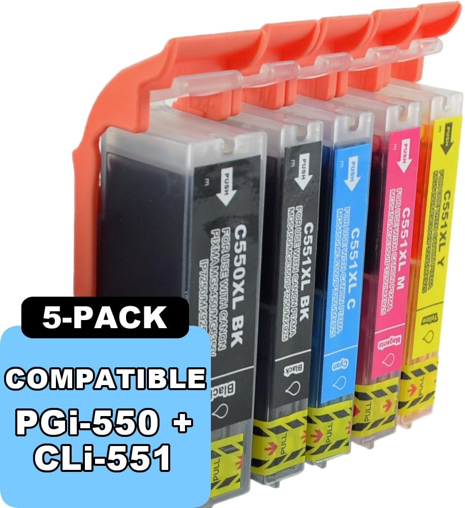 GREAT VALUE Compatible Canon CLi551 XL & PGi550 XL Ink
