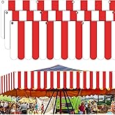 Preboun 3 Pcs Carnival Awning Decorations Tent Circus Hanging Decorations Carnival Banner Concession Stand Sign Canopy Awning for Pirate Summer Party, 9.84''x78.74''(Red and White)