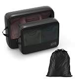 IDCYMOUL Ultralight Compression Packing Cubes, 3 Set Lightweight Travel Packing Organizer for Suitcase, Double-Zipper Packing Cubes with Laundry Bag for Weekend Trip