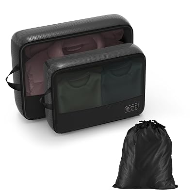 IDCYMOUL Ultralight Compression Packing Cubes, 3 Set Lightweight Travel Packing Organizer for Suitcase, Double-Zipper Packing Cubes with Laundry Bag for Weekend Trip