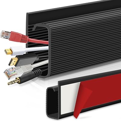 SEGNAYEN Under Desk Cable Management 40cm Black J Channel Kit 2 Pack