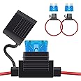 2 PCS Inline Fuse Holders 12V, 16 AWG Car Gauge Inline Fuse, Waterproof Fuse Holder with 15A ATC/ATO Standard Blade Fuses for Automotive, Marine, Golf Cart Lighting, Electrical Circuits