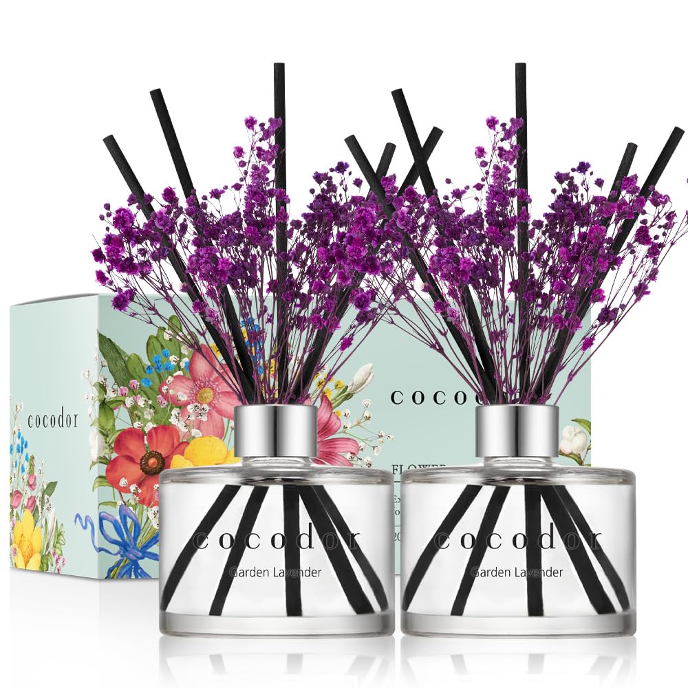 Photo 1 of COCODOR Preserved Real Flower Reed Diffuser/Garden Lavender / 6.7oz(200ml) / 2 Pack/Reed Diffuser Set, Oil Diffuser & Reed Diffuser Sticks, Home Decor & Office Decor, Fragrance and Gifts