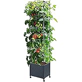 LINEX Raised Garden Bed Planter Box with Trellis, 67.6” Tomato Planters for Climbing Plants Vegetable Vine Flowers Outdoor Pa
