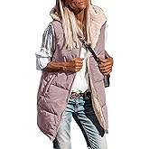 PRETTYGARDEN Womens 2026 Fall Reversible Long Vests Sleeveless Fleece Jacket Zip Up Hoodie Pockets Warm Coat Winter Clothing