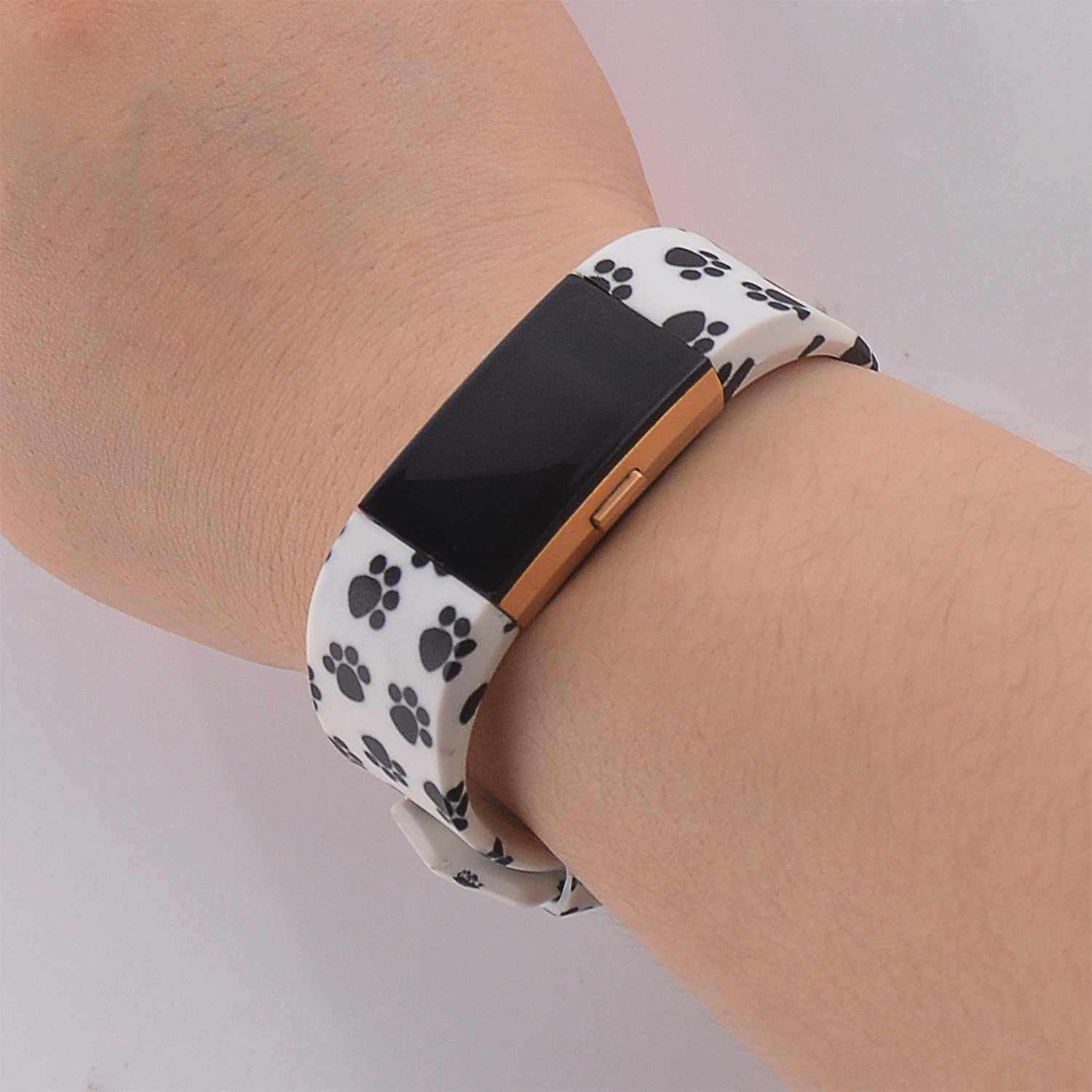 Fitbit Charge 2 Band,Soft Silicone Adjustable Replacement Sport Strap Printed Design Bands with Classic Buckle Fitness Accessory Wristband for Fitbit Charge2 (Pattern-13, Small (Wrist 5.5\