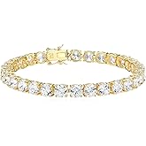 Amazon Essentials Plated Sterling Silver Round Cut Cubic Zirconia Tennis Bracelet