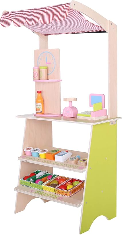 Amazon Com Transser Freestanding Wooden Grocery Store Kitchen