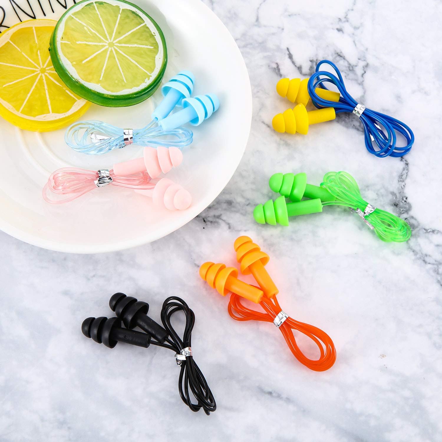 30 Pairs or 60 Pairs Corded Ear Plugs Silicone Waterproof Ear Plugs with Cords for Sleeping Snoring Swimming Shooting, Reusable Ear Plugs Noise Cancelling and Hearing Protection (30): Health & Personal Care