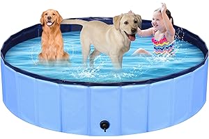 Aqjbh Dog Pool 63"x12", Collapsible Hard Plastic Dog Swimming Pool, Portable Bath Tub Kid Pool Plastic Pets Dogs and Cats Outside Swimming Pool