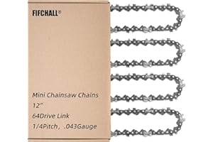 FIFCHALL 4 Pack 12 Inch Chainsaw Chain 1/4"LP Pitch .043" Gauge 64 Drive Links, Replacement Pole Saw Chain 12-inch Chainsaw Chains Fits for Stihl MSA120 C-B MSA140 C-B and More