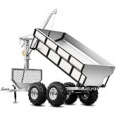 ZKJOLMN Heavy Duty ATV Dump Trailer with Boom Lift, 2200 lb Capacity | 300 lb boom lift, 400 lb assisted dump; tow-behind utility hauler for UTV, tractor, farm, forestry, logs, rocks and soil
