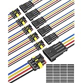 NAOEVO 4 Pin Connector Waterproof, 16 AWG 4 Wire Connectors, Automotive Electrical Male and Female Plug with Heat Shrink Tubing for Car Truck Boat Wire Connection, 6 Kits