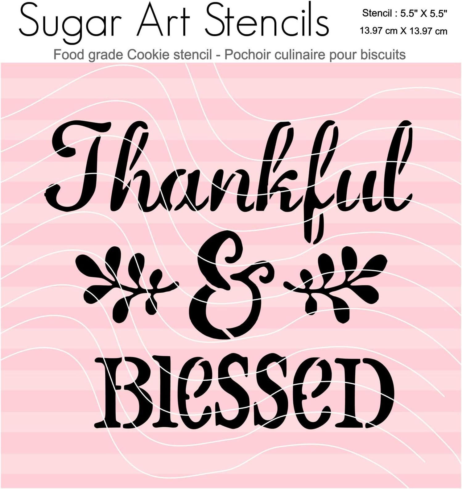 Thanksgiving words cookie stencil Thankful & Blessed BTC103