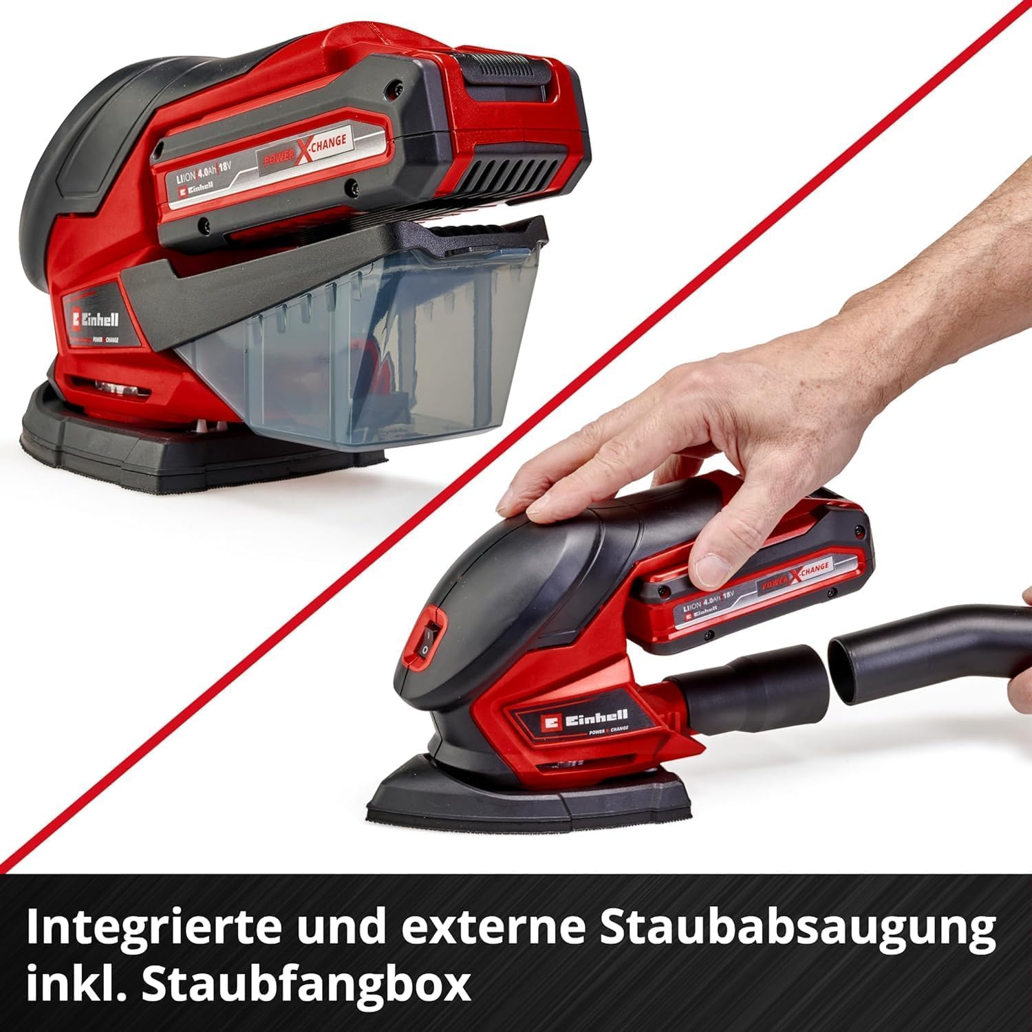 Einhell Akku-Multischleifer TE-OS 18/150 Li-Solo Power X-Change (18 V, Li-Ion, 24 000 min-1, 1.6 mm Schwingkreis, Staubfangbox, Staubabsaugadapter, ohne Akku und Ladegerät) 8