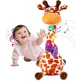 LUKETURE Dancing Giraffe Plush Toy Talking Giraffe Baby Toys | Interactive Dancing and Talking Stuffed Animal with Voice Repeat, 10 Songs, Musical Playback and LED Lights