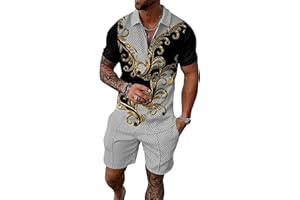 JVIIRTV Men's Short Sets Outfits 2 Piece Fashion Summer Clothing Men 1/4 Zip Golf Polo Shirt Men's Casual Sportswear