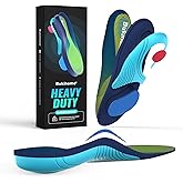 Bukihome Heavy Duty Insoles - 220lbs+ - Distributes Pressure - Cushioning & Shock Absorption - High Arch Support Insoles for Men & Women - Work Boot Shoe Insoles - Orthotics Inserts - M