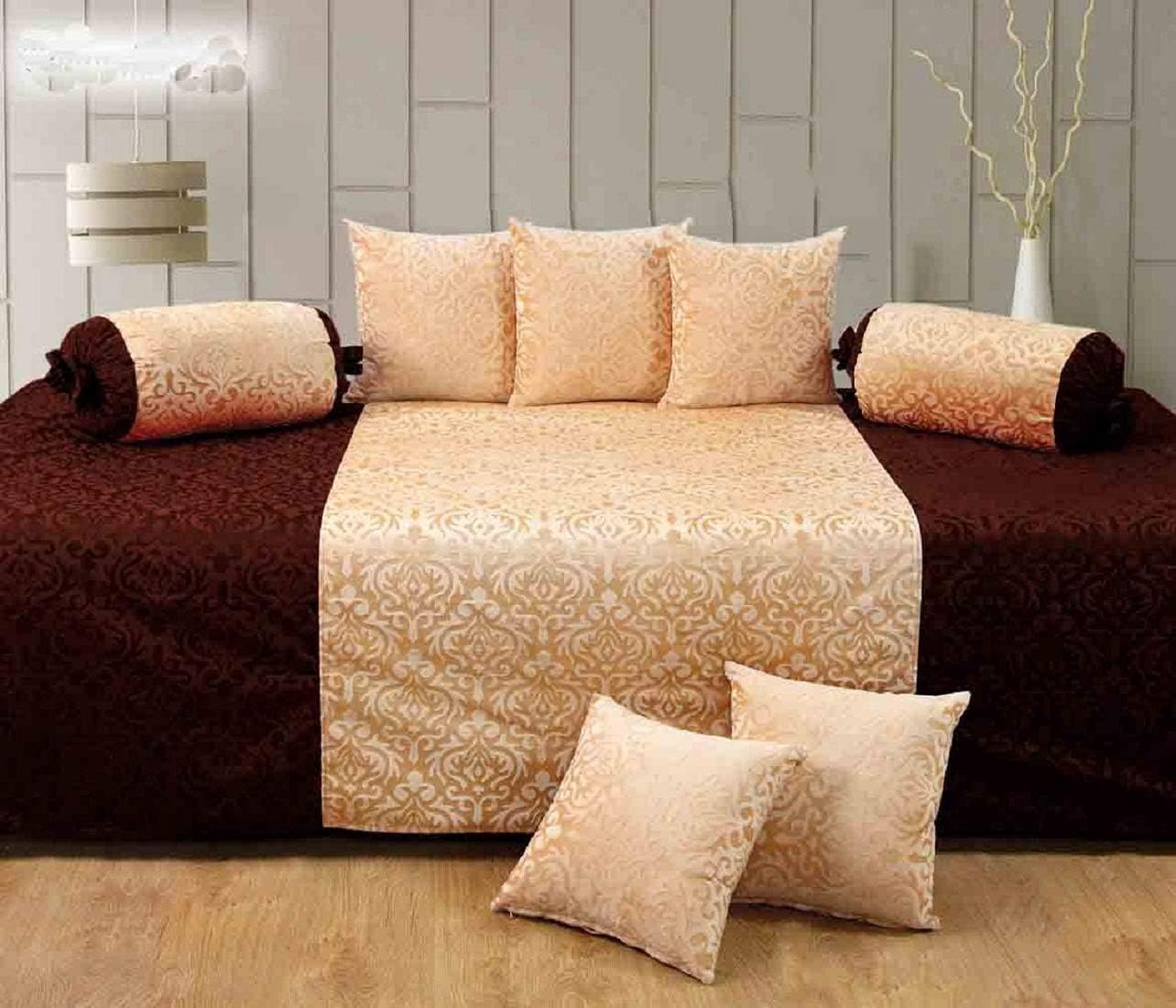 Handtex Home Velvet 220 TC Diwan Set (Single_Coffee-Beige)