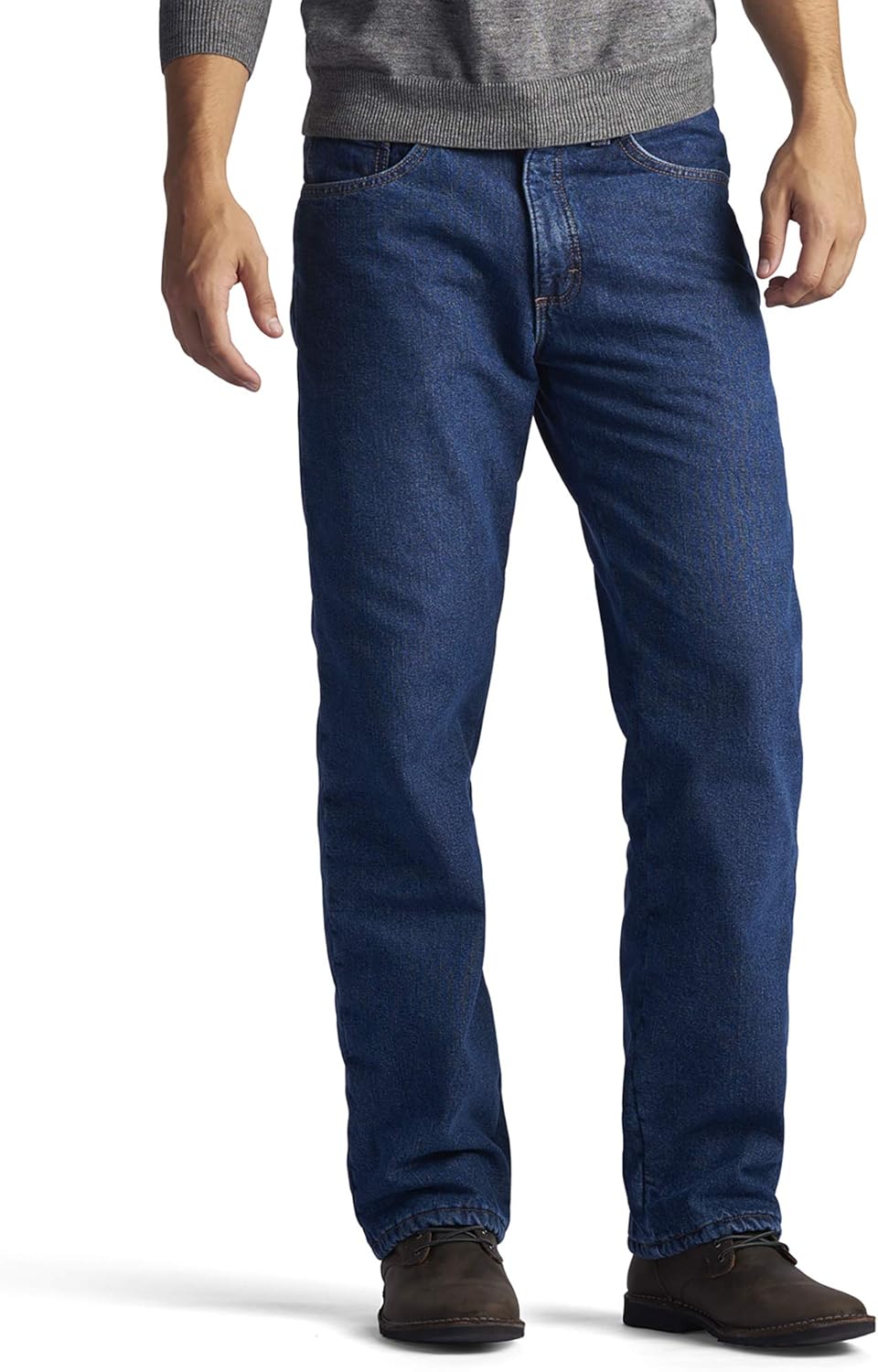 Lee Lined Men's Fleece Flannel Relaxed-Fit Straight-Leg Jeans Pants at  Men’s Clothing store