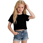 NUMYEAN Girls Crop Tops Short Sleeve T-Shirts for Girl Crew Neck Basic Tee Size 7-14 Years