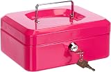Pavo Premium 8-Inch Metal Cash Box Pink 20x16x9 cm with 2 Keys
