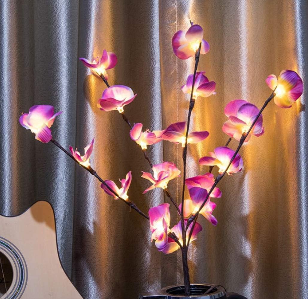 FUNISFUN 2 Pack Moth Orchid Branch Lights Battery Powered, 30 Inches 20 LED Lights Flowers Each, Warm White Led Bouquet Branches Artistic Twig Tall Vase Filler for Home Decoration(Purple and White)