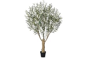 VeriNatural Olive Tree Artificial 6FT Tall - UV Resistant Faux Olive Trees with Strong Trunk for Outdoor - Large Potted Silk Fake Plant for Indoor Home Living Room Office Patio Decor, VN160