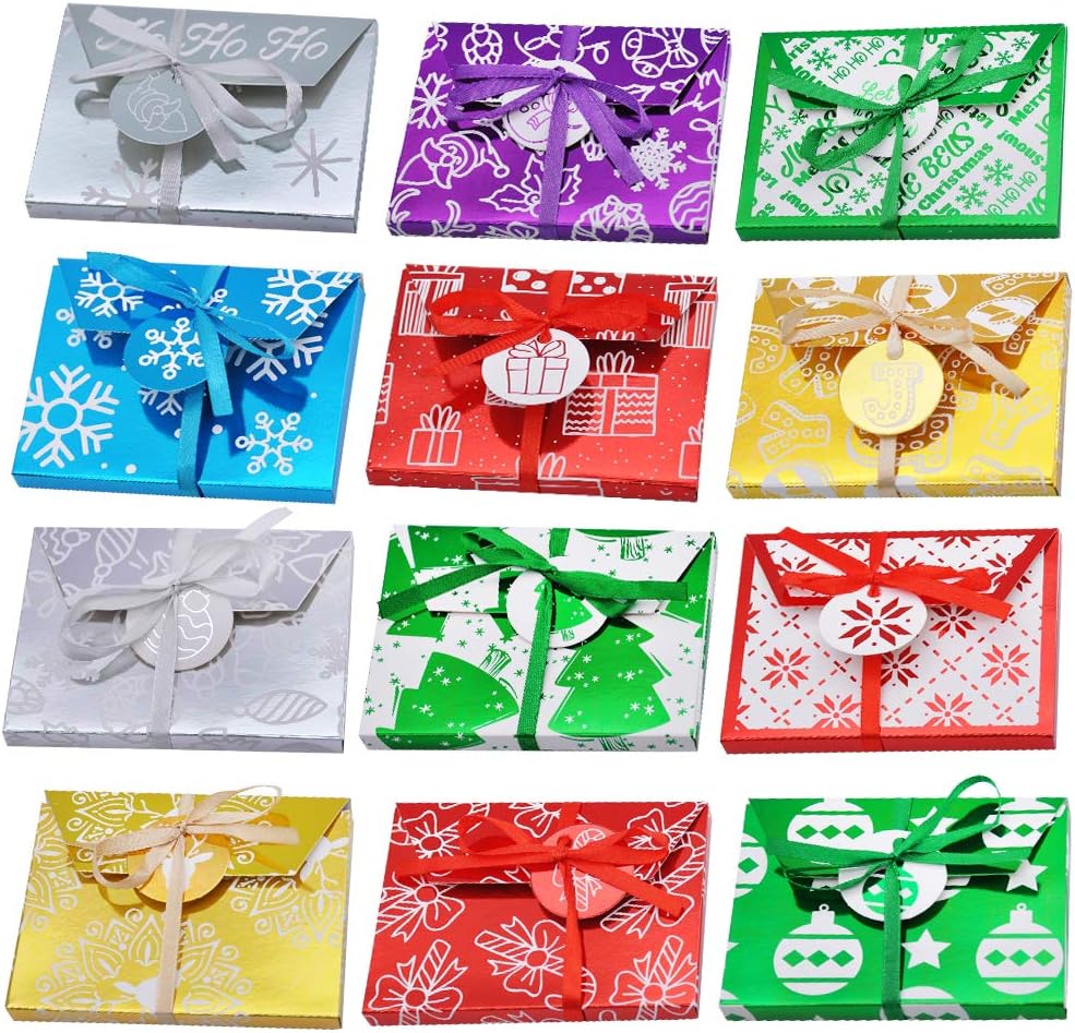 JOYIN 36 PCS Christmas Fancy Foil Gift Card Boxes with Ribbon - Image 4