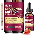 Liposomal Saffron Supplements - 88.5mg Saffron Extract Liquid Drops with L-Theanine, Chamomile, Vitamin C, B6, B12 & D3 for Antioxidant, Immune, Mood, Energy, Focus & Sleep - 2 Fl Oz Strawberry Flavor