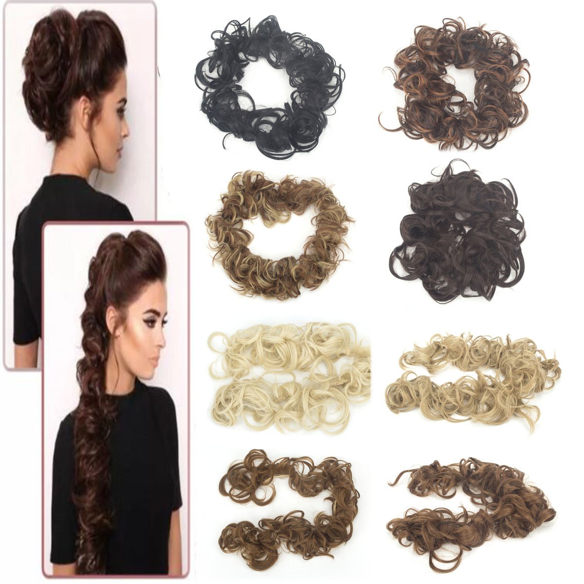 32 Zoll Haar Dutt Haargummi Chignon Haarteil Haarband Perücke Hochsteckfrisur Braut Haarknoten natürliche Haarteil welliges unordentliches mehrfunktionales