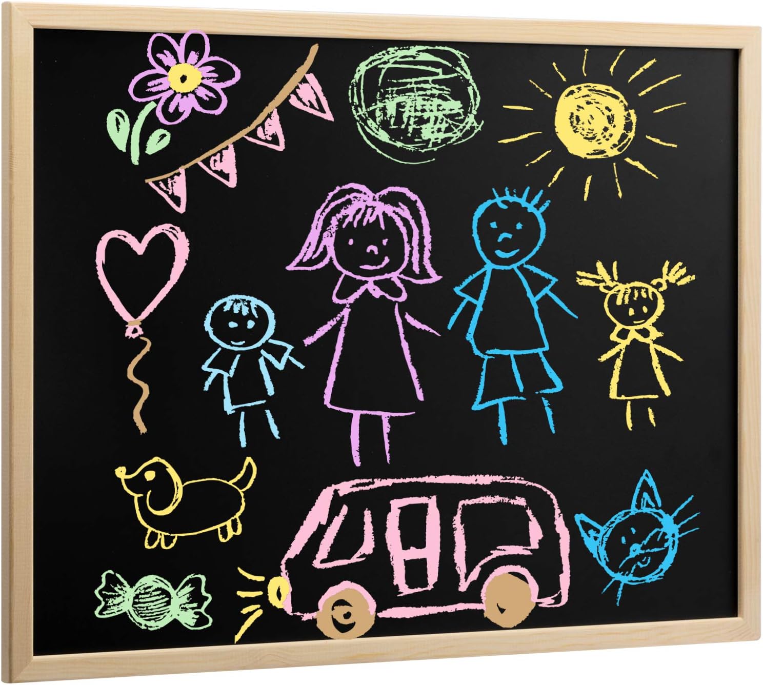 DOEWORKS A2 Chalkboard 60cm x 45cm Wall Mounted Blackboard for Home School Kitchen and Office Chalk Board with Wood Frame - Image 4