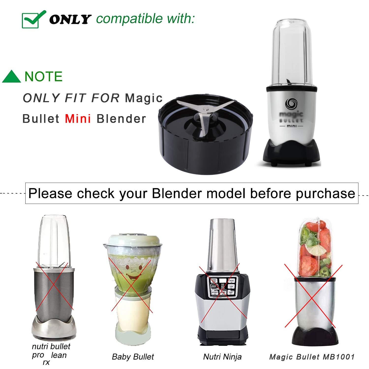 Replacement Part Compatible with Magic Bullet Mini Blender,Spare Cross Blade Compatible with Magic Bullet Mini Juicer, Mixer and Food Processor