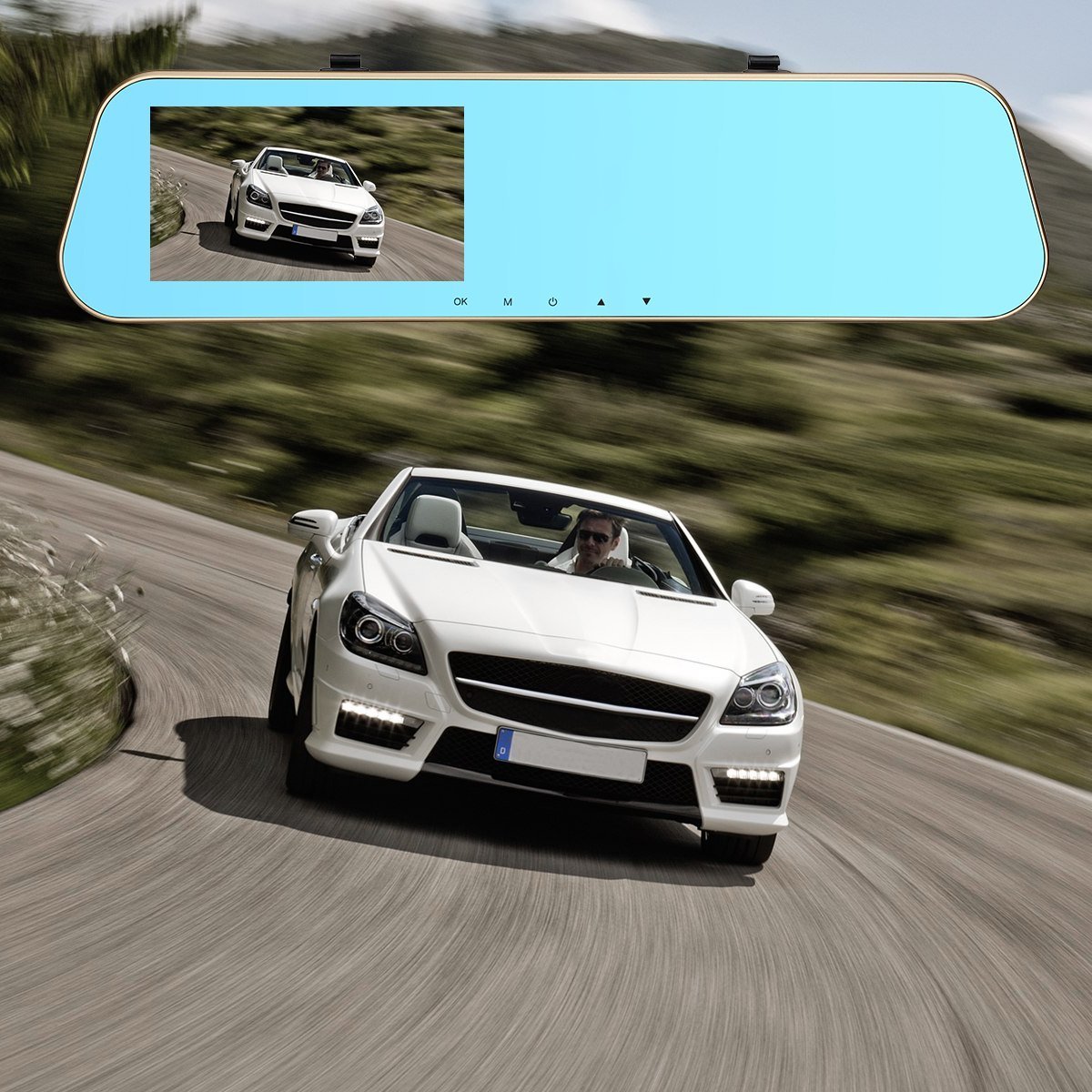 isYoung Mirror Dash Cam Rearview Mirror Cam 720P Full HD 140° Wide Angle Front Car Camera Video Recorder with Front and Back Camera, G-Sensor, Loop Recording