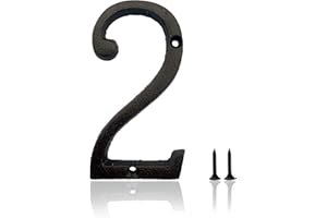 HOMUS 5.5 Inch House Numbers, Cast Iron House Numbers for Outside, Address Numbers for Houses, Farmhouse, Garage, Shop, Offices, Hotel, NUMBER 2