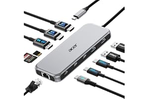 宏碁笔记本电脑扩展坞 3 显示器,11 合 1 USB C 扩展坞,带 8K DP,HDMI 4K@60Hz,10Gbps 数据,1 Gbps 以太网集线器,100W 功率传输,SD/TF,USB C 集线器多端口适配器 适用于笔记本电脑的笔记本电脑
