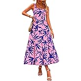 PRETTYGARDEN Women's 2026 Summer Floral Maxi Dress Sleeveless Smocked Ruffle Long Flowy Beach Vacation Boho Sundresses