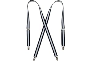 CTM® Women's Elastic X-Back Navy and White Pinstripe Suspenders, Navy